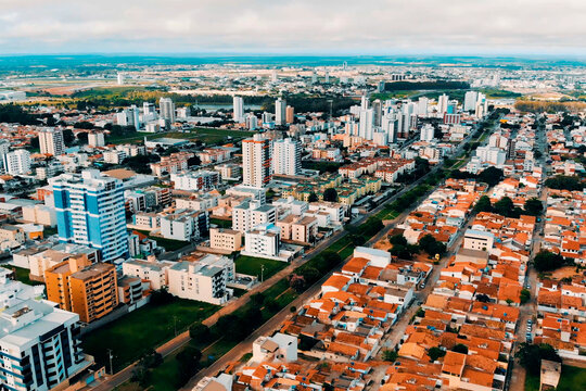 Aerial view of cityscape of vit&oacute;ria da conquista in bahia, braz