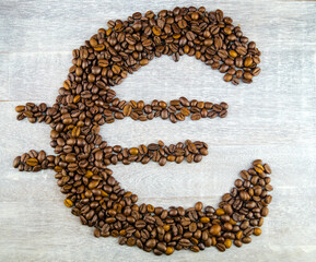 Coffee beans forming Euro symbol