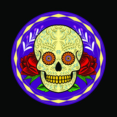 Dia de los muertos poster. Day of the Dead Sugar Decorative Skull