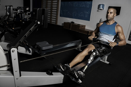 Man exercising in gym
