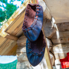 bast shoes traditional europe worker shoes, leather shoes