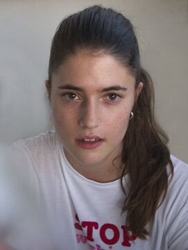 Portrait of young woman indoor