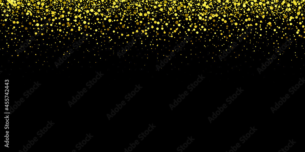 Poster black background with flaming golden particles.abstract vector festive background with gold glitters
