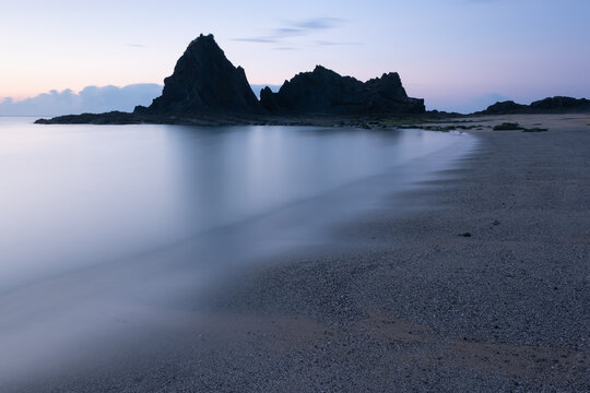 Rocks and waves on the beach of Saturraran in Mutriku, Euskadi