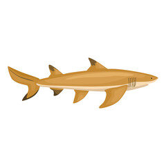 Lemon shark isolated on white background. Cartoon character of ocean for children.