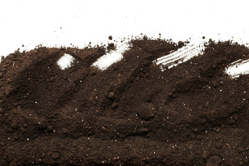 Black land for plant isolated on white background. Frame.