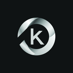 Silver Letter K Logo Design. Alphabetic Logo Design.