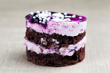 puff pastry made of sponge cake and buttercream cake with currant flavor