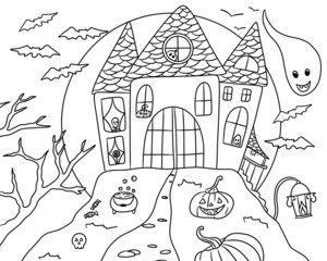 Halloween party. Colouring page 