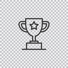 Champion cup outline icon isolated on transparent background. Vector illustration.