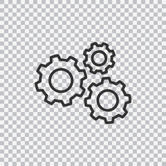 Gear settings icon isolated on transparent background. Vector illustration.