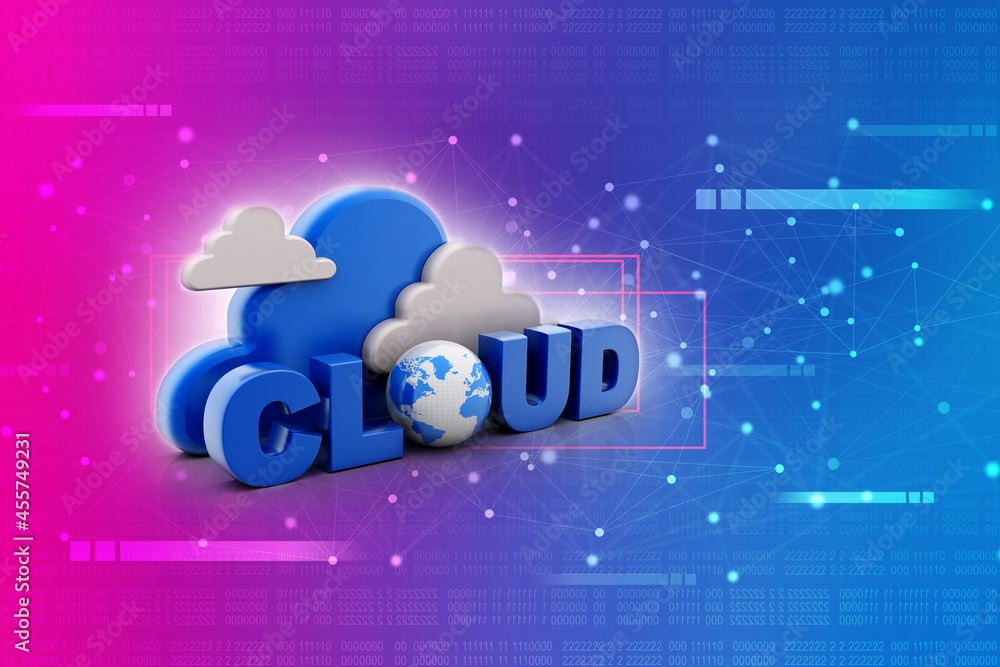 Poster 3d rendering technology cloud computing