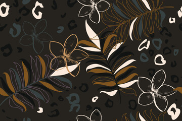 Tropical leaves. Exotic pattern. Creative seamless background. Fashion template for design, clothing, textiles