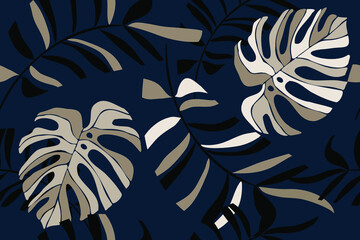 Tropical leaves. Exotic pattern. Creative seamless background. Fashion template for design, clothing, textiles