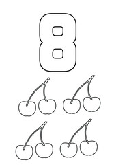 number eight fruits early learning kindergarten worksheets workbook coloring pages 