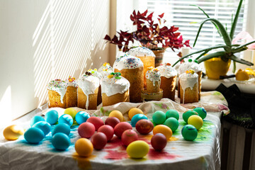 Chocolate eggs in colorful foil for easter
