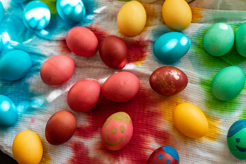 Chocolate eggs in colorful foil for easter