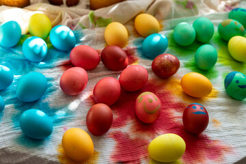Chocolate eggs in colorful foil for easter