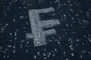 Swiss franc currency symbol consisting of digital blocks. Blockchain concept, 3D rendering