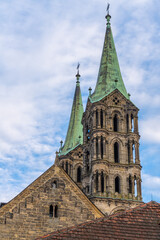Obraz premium Bamberg Cathedral (Bamberger Dom), in the old city of Bamberg, Upper Franconia, Germany. One of Germany's most beautiful towns and a UNESCO World heritage site