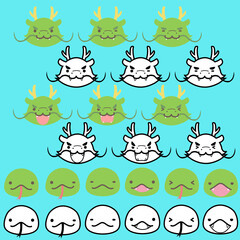 Obraz premium 十二支表情アイコンセット_正面顔・辰巳