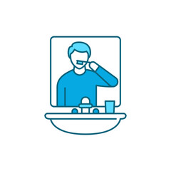 Brush teeth color line icon. Pictogram for web page, mobile app