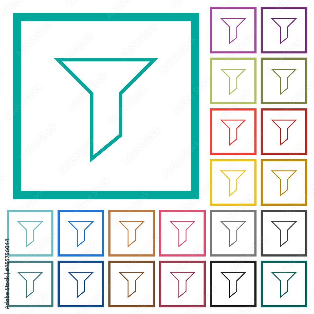 Poster filter outline flat color icons with quadrant frames