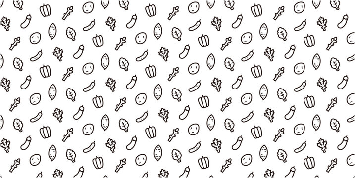 Vegetable icon pattern background for website or wrapping paper (Monotone version)