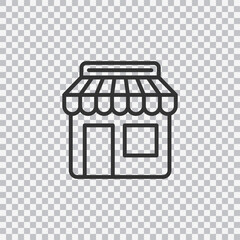 Market shop line icon. Street food Marketplace icon isolated on transparent background.