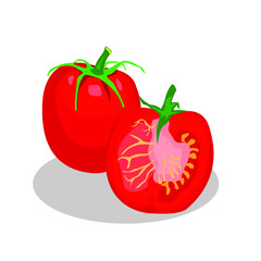 red tomato isolated on white background