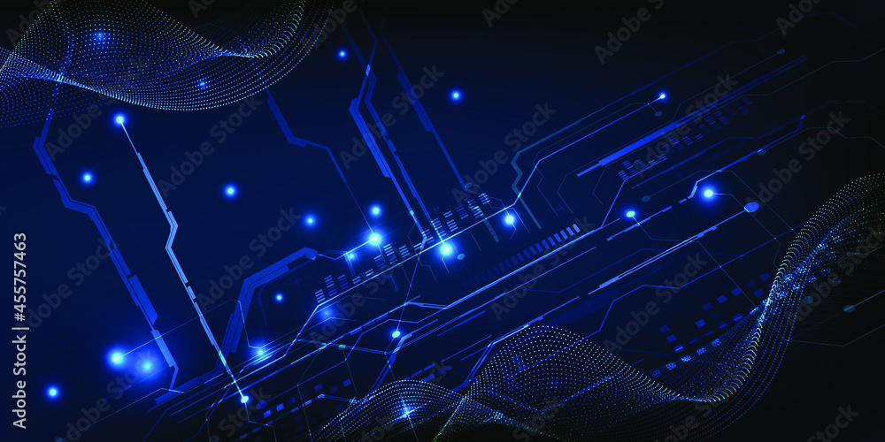 Poster hi tech blue futuristic technology with modern tech element.vector illustrations.