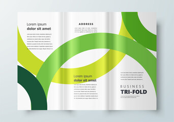 Tri-fold design template circles green color business cover