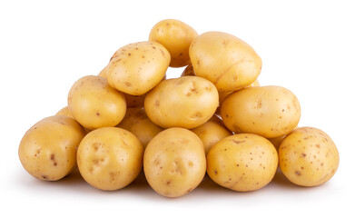 Group of potatoes isolated on white background