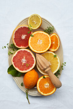 Assortment of citrus fruits on a table