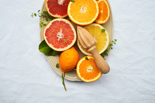 Assortment of citrus fruits on a table