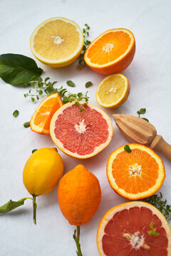 Assortment of citrus fruits on a table