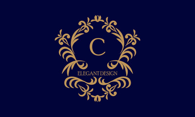 Exquisite monogram template with the initial letter C. Logo for cafe, bar, restaurant, invitation. Elegant company brand sign design.
