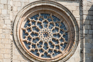 Beautiful gothic rosette of Cathedral at Evora. Portugal, Europe