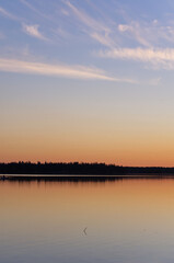 Fototapeta na wymiar A Colourful Evening at Astotin Lake, Elk Island