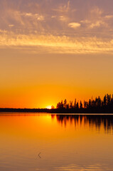 Colourful Sunset at Astotin Lake, Elk Island National Park