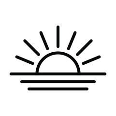 Sunset icon, sunrise icon. Sunburst, Sun and Ocean Icon.