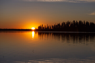 Colourful Sunset at Astotin Lake, Elk Island National Park