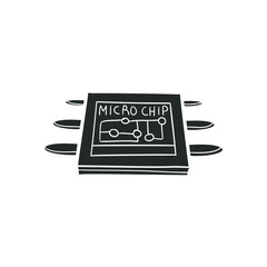 Microchip Icon Silhouette Illustration. Technology Computer Vector Graphic Pictogram Symbol Clip Art. Doodle Sketch Black Sign.