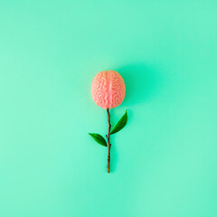 The brain blooms on the branches. A minimal composition of a surreal and educational character....