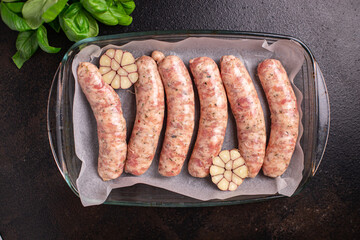 raw sausages vegetable snack protein seitan meatless soy wheat vegetarian or vegan snack ready to eat on the table healthy meal ingredient top view copy space food background rustic