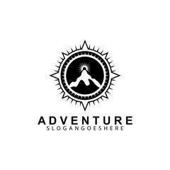 Mountain adventure logo design. Compass icon symbol