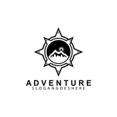 Mountain adventure logo design. Compass icon symbol