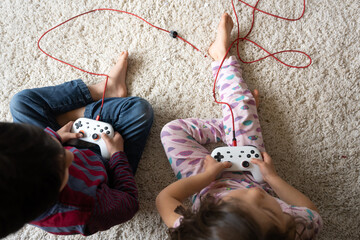 Kids playing video game