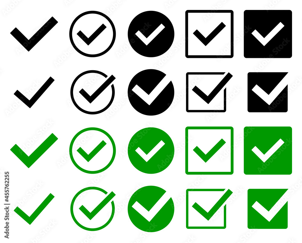 Aufkleber snvi50 setnewvectorillustration snvi - 20 modern check mark icons. checkmark vector set . checkbox .