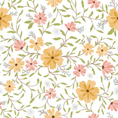 Fototapeta premium Yellow Small Flowers Pattern
